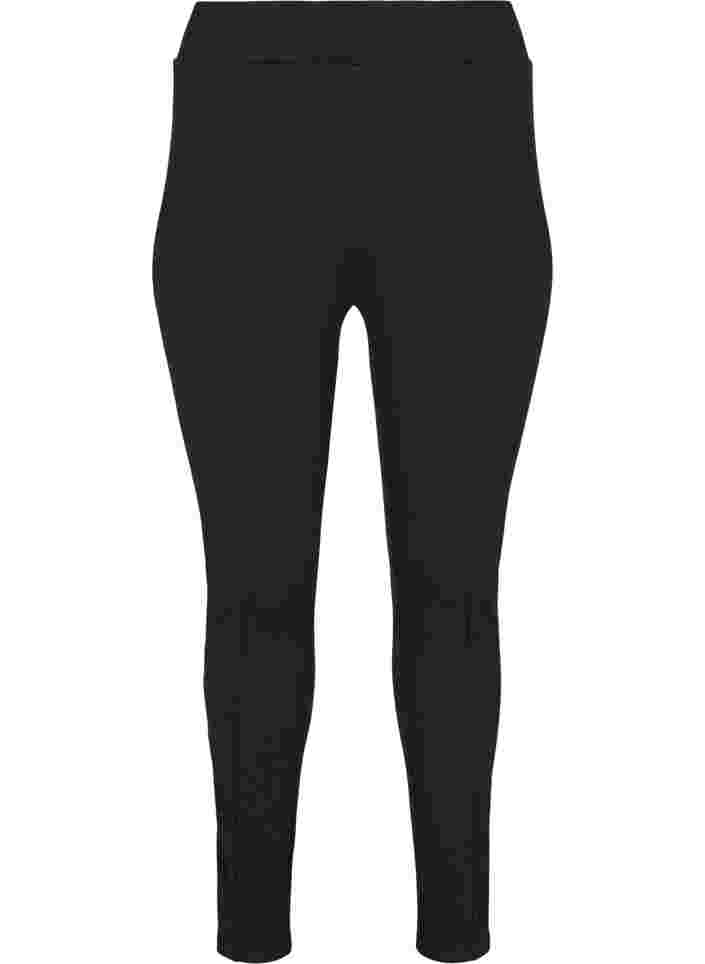 Leggings med stretch och blixtlås, Black, Packshot image number 0