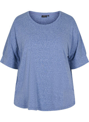 Melerad tröja med korta ärmar, Twilight Blue Mel., Packshot image number 0