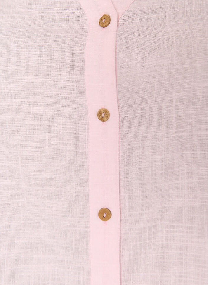 Bomullsblus med v-ringning, Rosa, Packshot image number 2