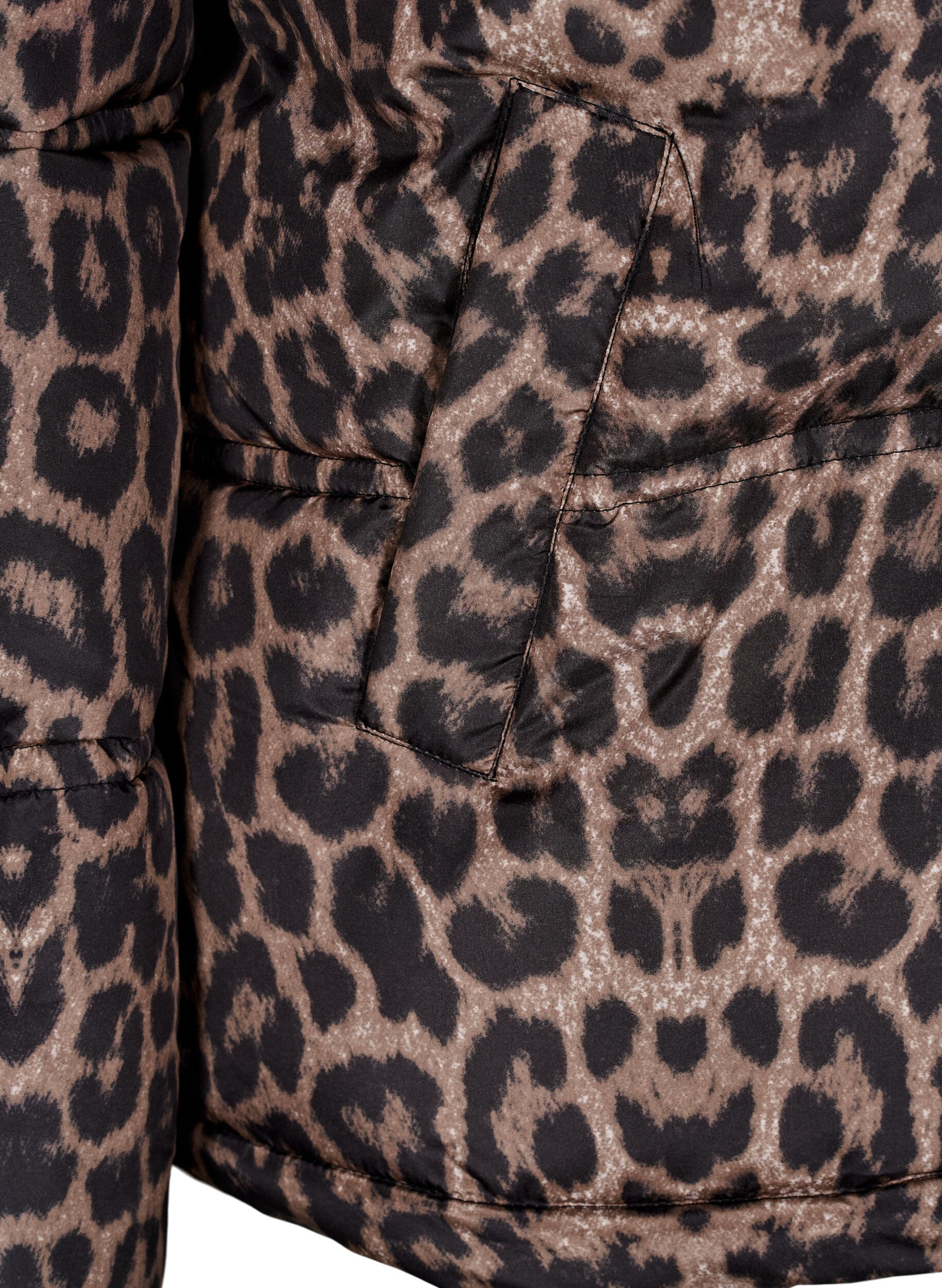 Zizzi Kort pufferjacka med huva och tv&aring;v&auml;gsdragkedja, Svart, Packshot image number 3