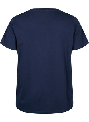 T-shirt i bomull med broderi anglaise, Navy Blazer, Packshot image number 1