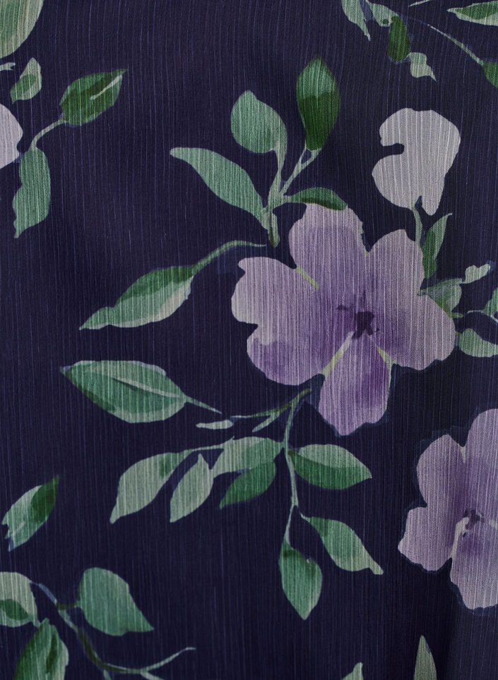 Chiffongblus med blommigt tryck och l&aring;nga &auml;rmar, Bl&aring;, Packshot image number 2