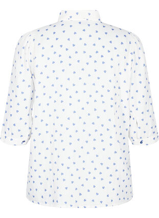 Skjortblus med trekvartsärmar, Bright White Heart, Packshot image number 1