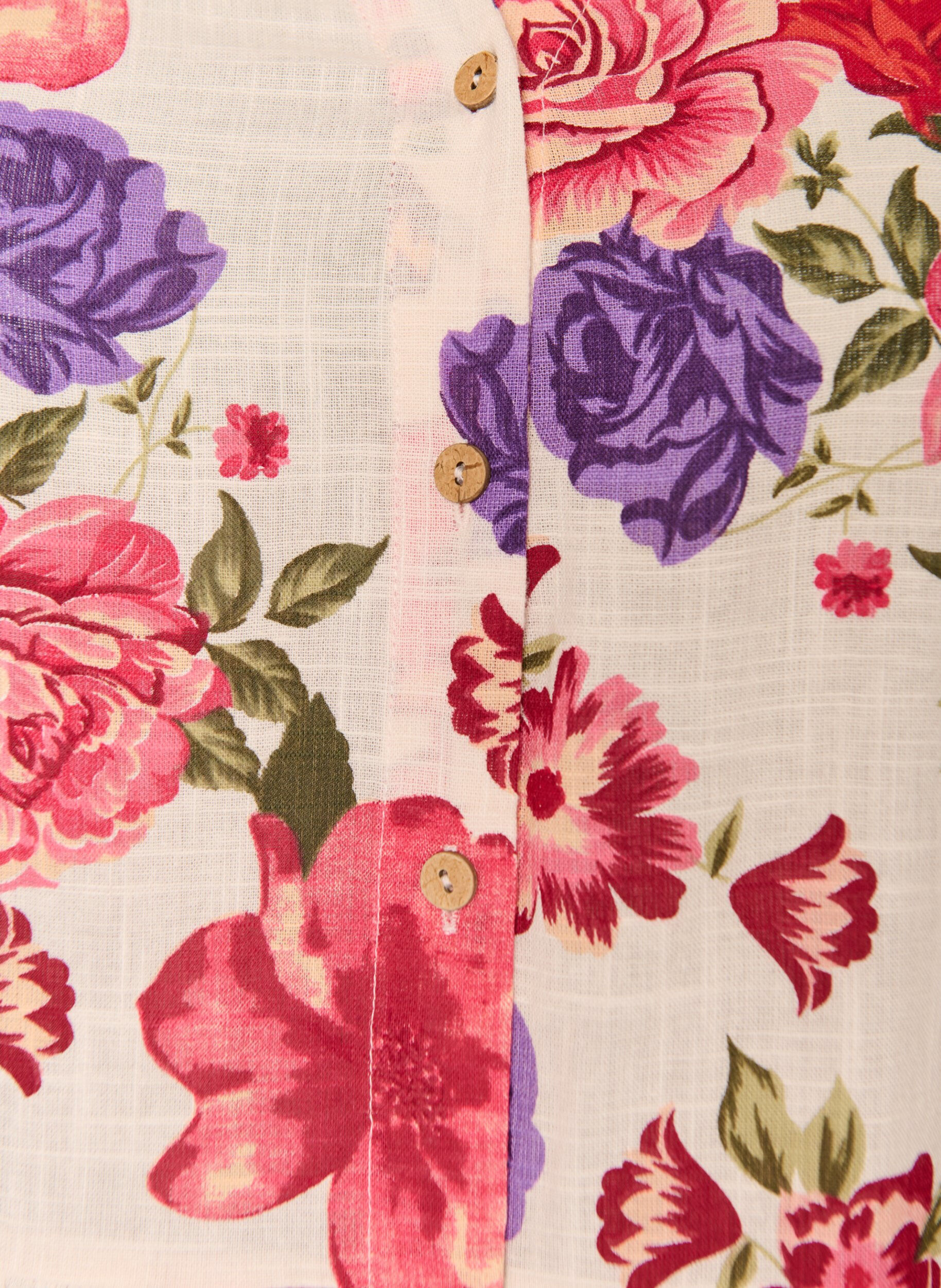ZizziMidikl&auml;nning i bomull med blommigt m&ouml;nster, R&ouml;d, Packshot image number 2