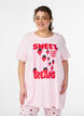 L&aring;ng natt-t-shirt i ekologisk bomull med tryck, Rosa, Model image number 0