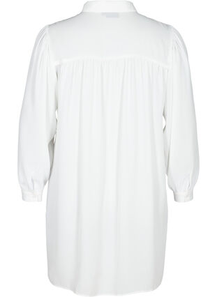 Lång skjorta med lätta puffärmar, Bright White, Packshot image number 1