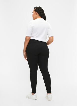 Extra slim Amy jeans med hög midja, Black, Model image number 2