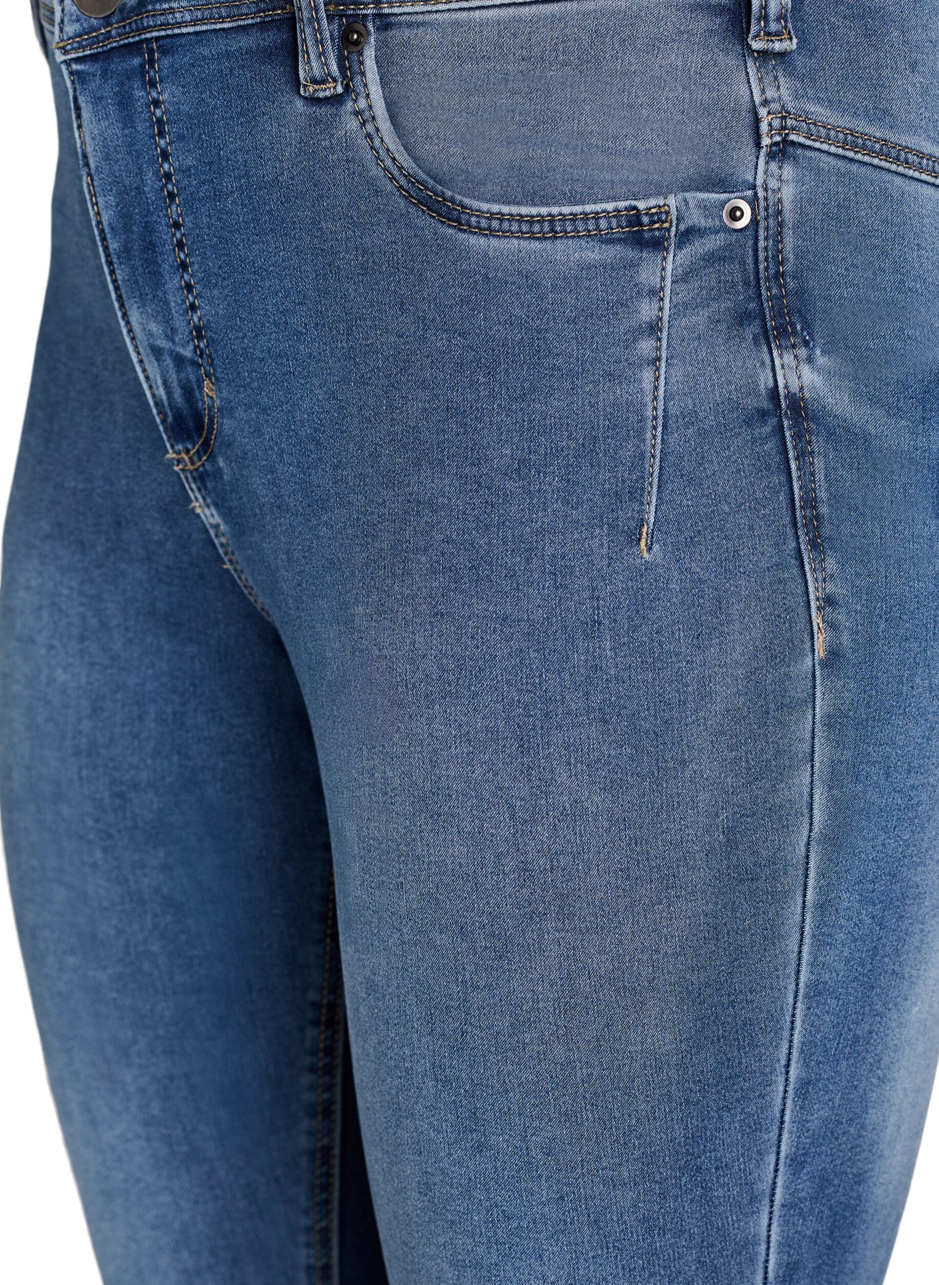 ZizziCroppade Amy jeans med dragkedja, Bl&aring;, Packshot image number 2