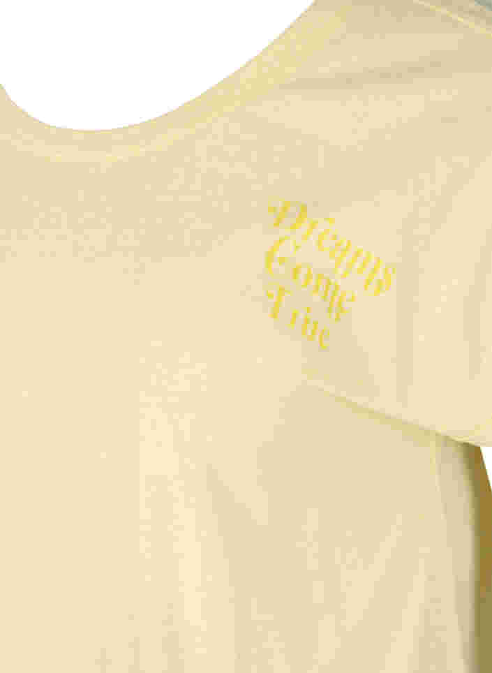 Melerad t-shirt i bomull, Pale Banana Melange, Packshot image number 2