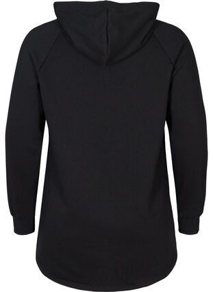 Sweatshirt med ficka och huva, Black, Packshot image number 1