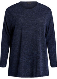 L&aring;ng&auml;rmad blus med textur, Bl&aring;