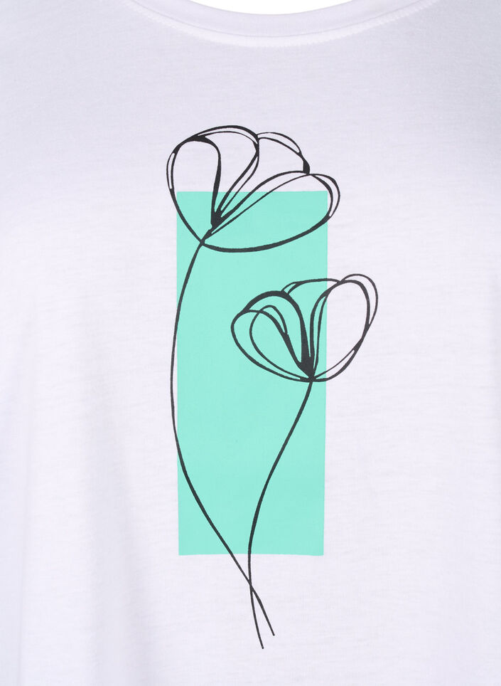 T-shirt från FLASH med tryck, Bright White Flower, Packshot image number 2