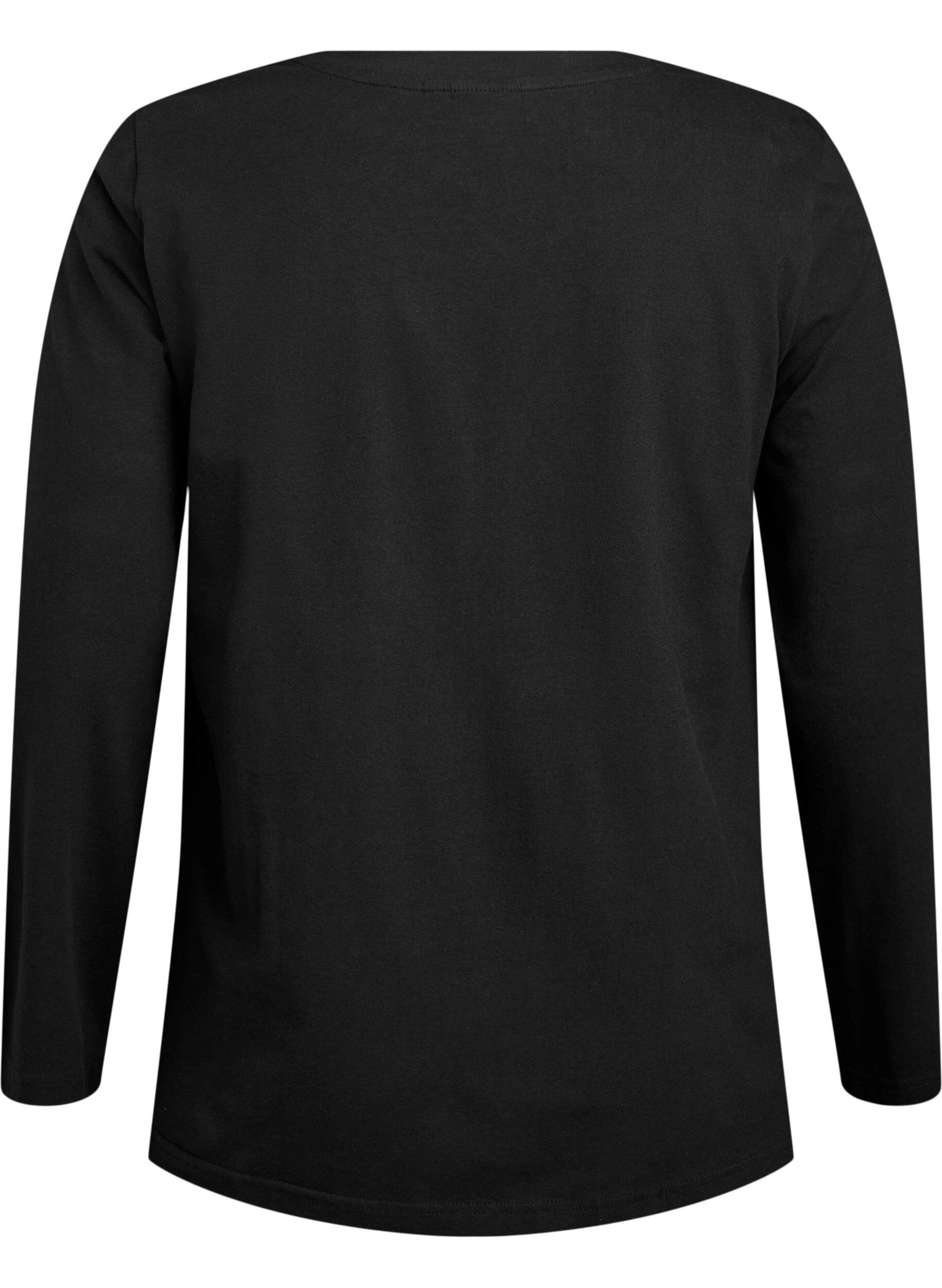 ZizziBaslinne i jersey med l&aring;nga &auml;rmar, Svart, Packshot image number 1