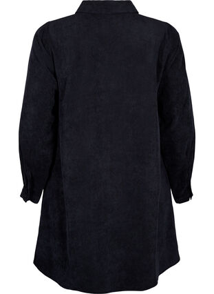Sammetsklänning med dragkedja och 3/4-ärmar, Black, Packshot image number 1