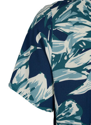 V-ringad blus med korta ärmar, Navy B.Big FlowerAOP, Packshot image number 3