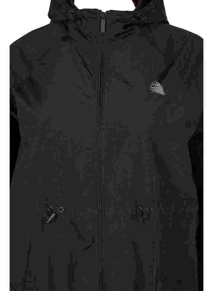 Lång sportjacka med justerbar midja, Black, Packshot image number 2