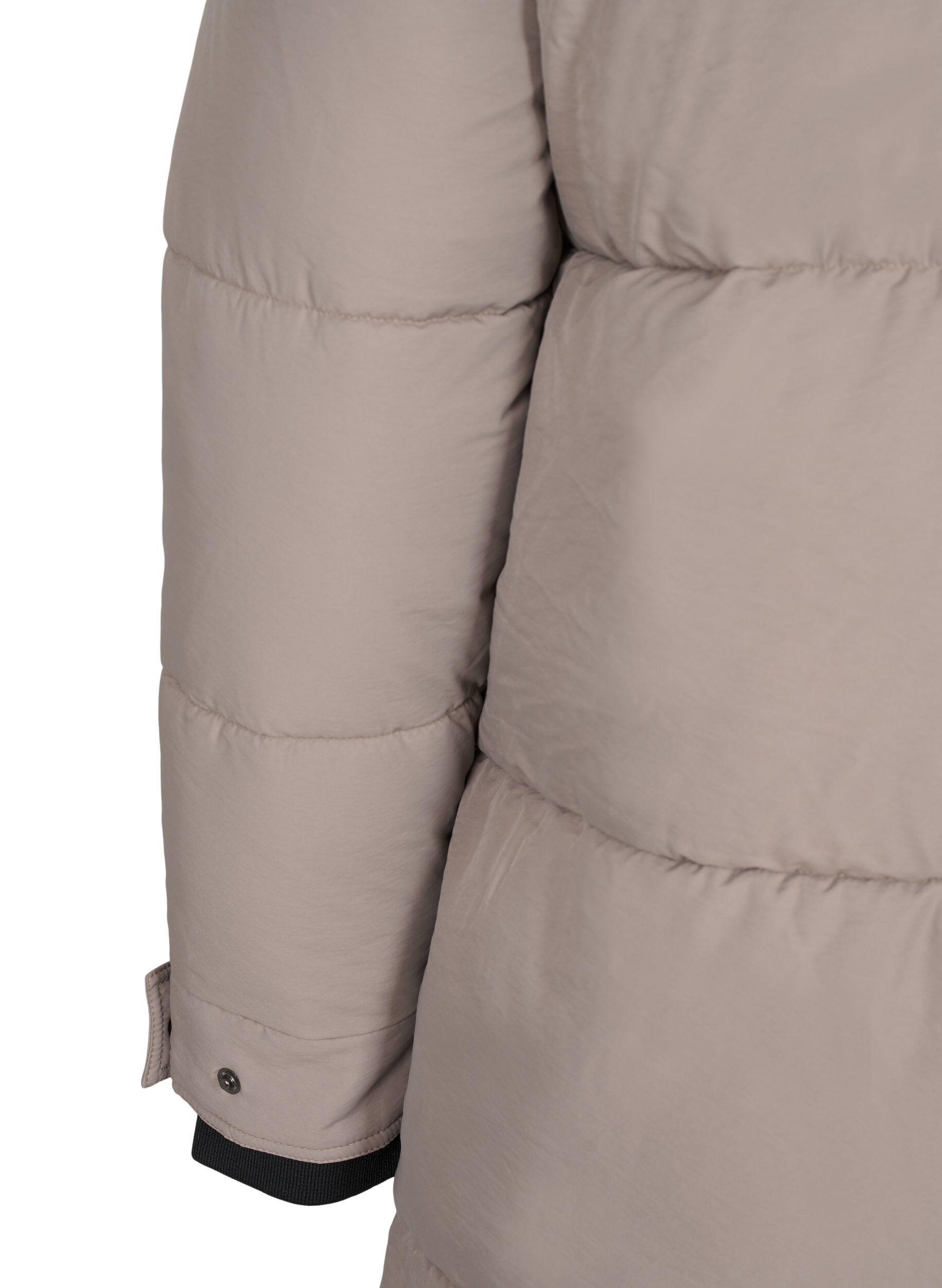 Zizzi Puffjacka med huva och kontrastdetaljer, Beige, Packshot image number 4