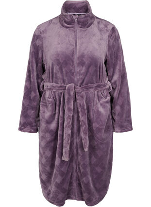 Morgonrock med dragkedja och fickor, Vintage Violet, Packshot image number 0