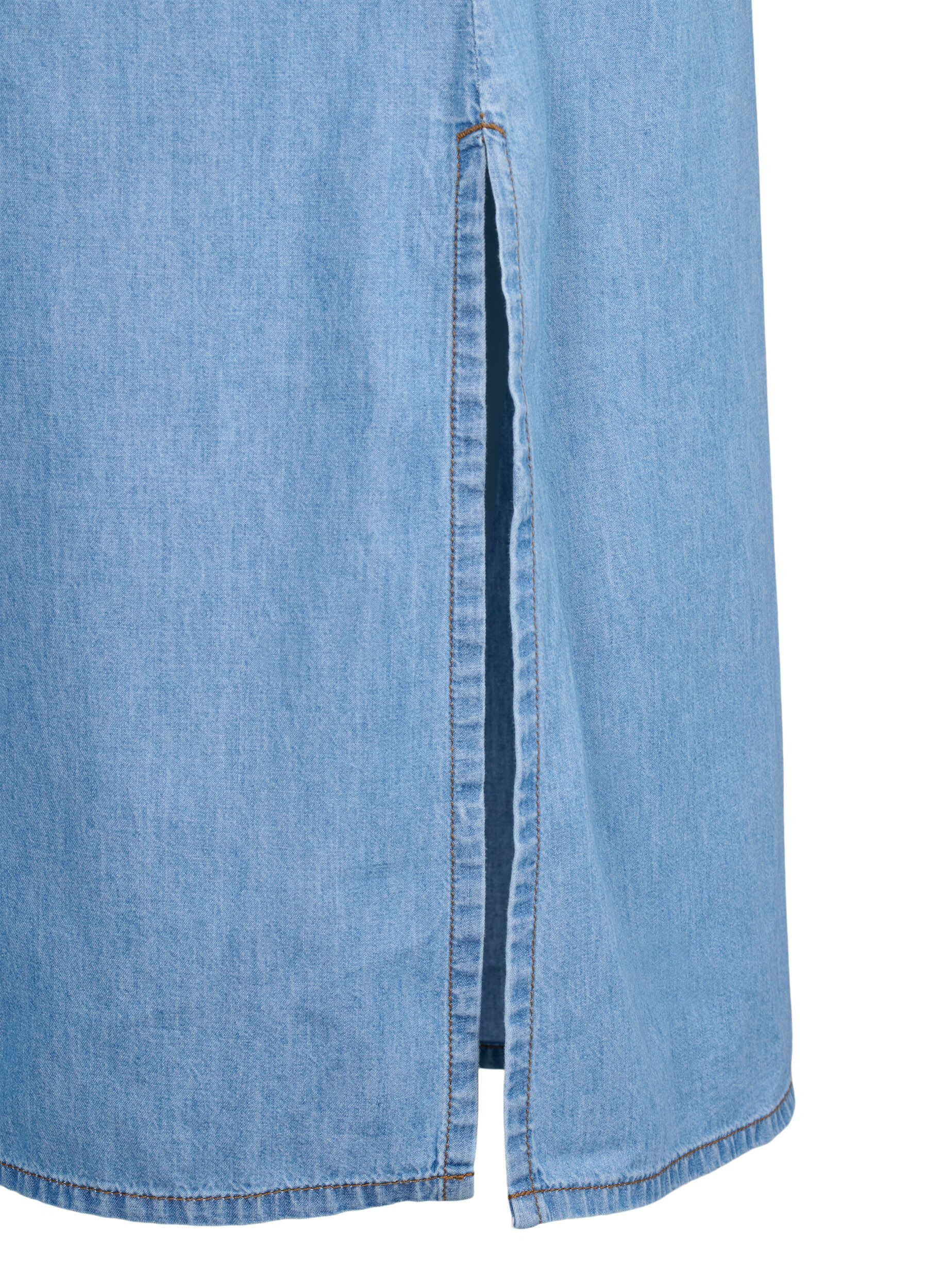 Zizzi Denimkl&auml;nning med slits och korta &auml;rmar, Blue denim, Packshot image number 3