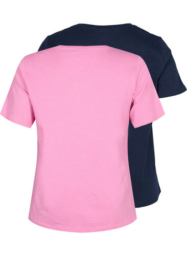 2-pack t-shirt i bomull, Rosebloom/Navy B, Packshot image number 1