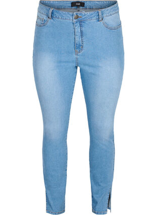 Amy jeans med hög midja  och slits, Light blue, Packshot image number 0