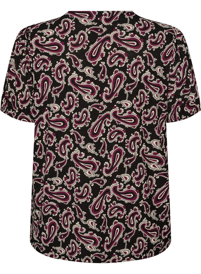 Blus med l&aring;nga &auml;rmar och paisleym&ouml;nster, M&ouml;rk Bordeaux, Packshot image number 1