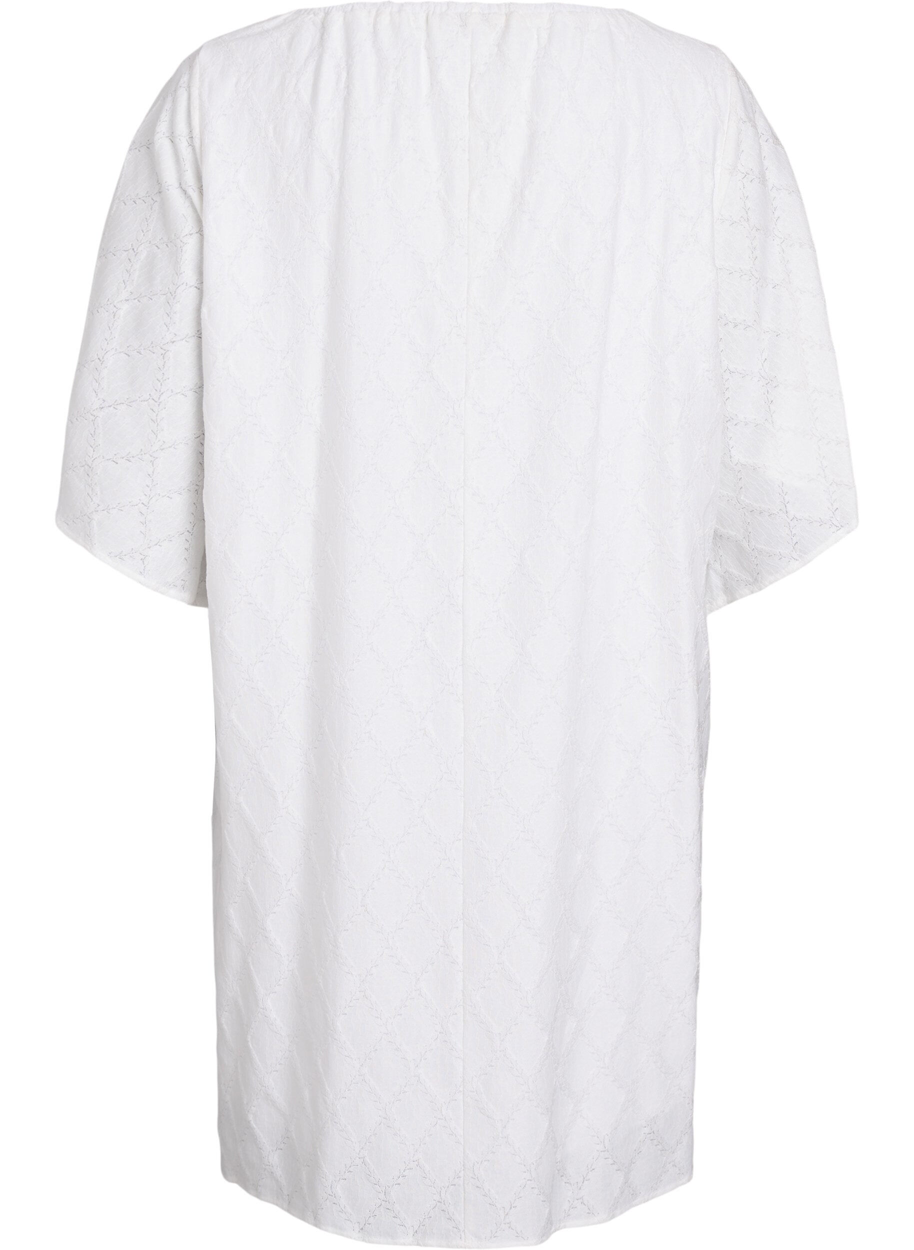 Zizzi Kn&auml;l&aring;ng festkl&auml;nning med vida &auml;rmar, Vit, Packshot image number 1