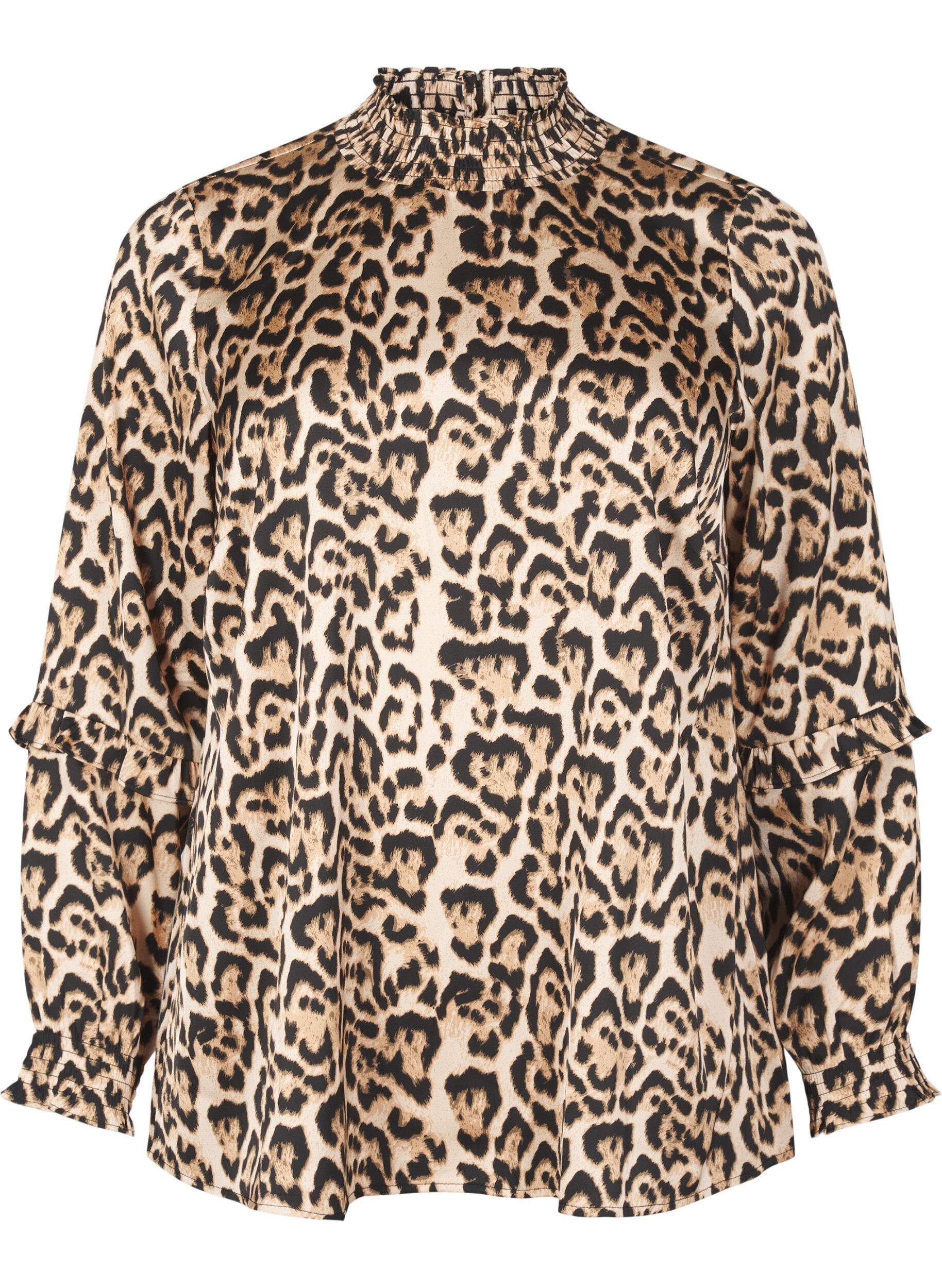 Leopardm&ouml;nstrad blus med smock