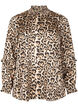 Leopardmönstrad blus med smock, Brun, Packshot image number 0