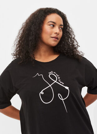 Support the breasts – T-shirt i bomull, Black, Model image number 2