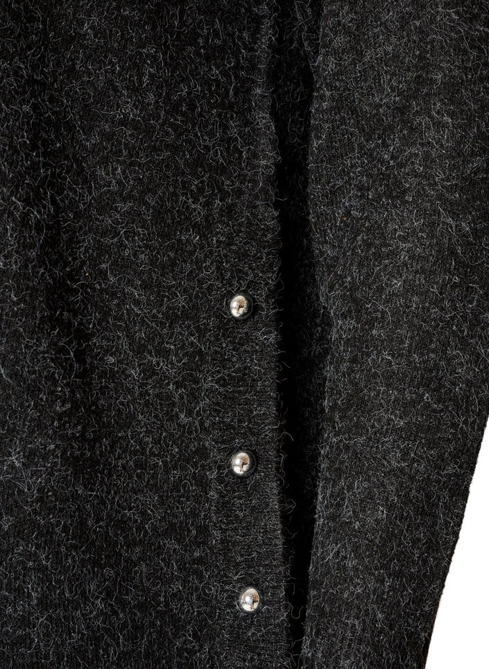 L&aring;ng stickad blus med kulknappar, Gr&aring;, Packshot image number 3