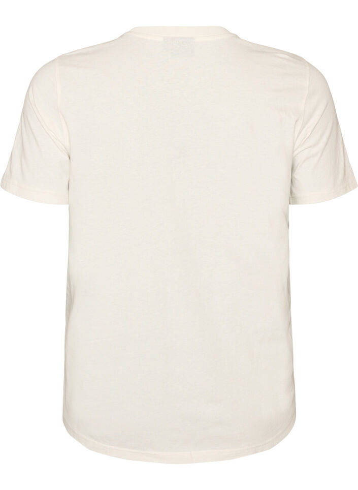 T-shirt i bomull med tryck, Vit, Packshot image number 1
