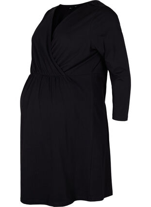 Gravidklänning i bomull, Black, Packshot image number 0