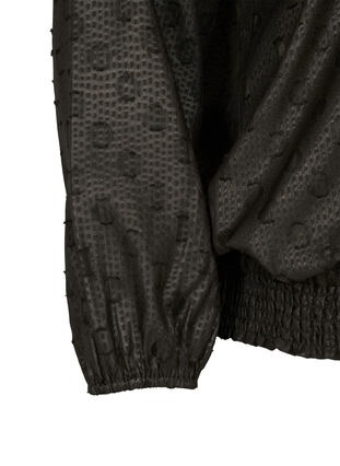 Mönstrad blus med långa ärmar och smock, Black, Packshot image number 2