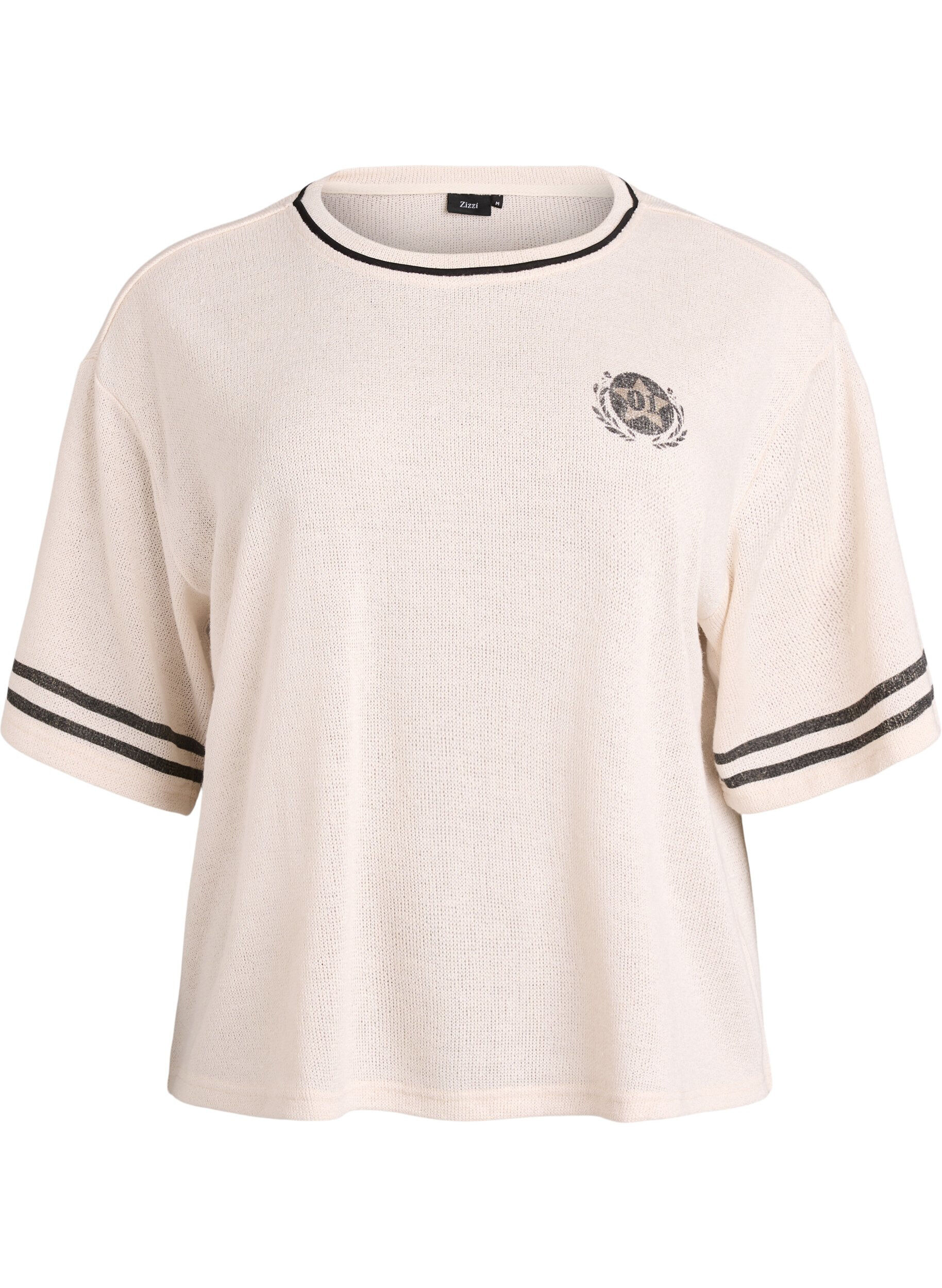 Kort&auml;rmad blus med kontrastr&auml;nder