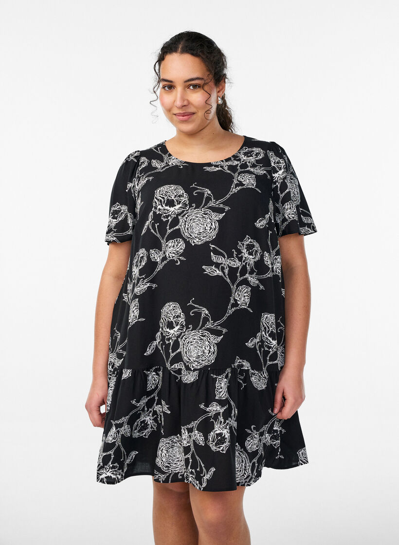 Kl&auml;nning i viskos med avsk&auml;rning, Svart, Model image number 0
