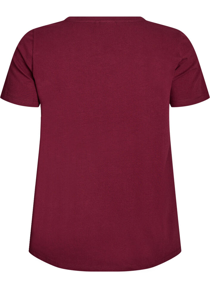 Enfärgad t-shirt i bomull, Mörk Bordeaux, Packshot image number 1