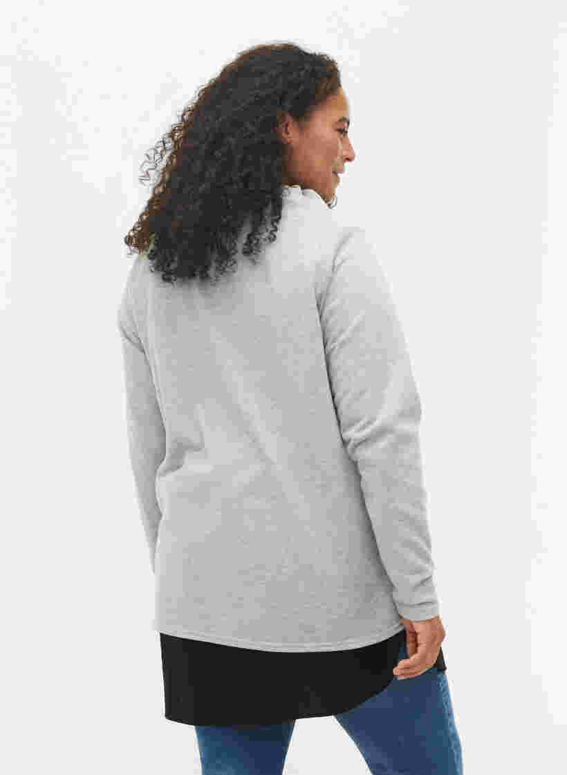 Sweatshirt med hög krage, Light Grey Melange, Model image number 1