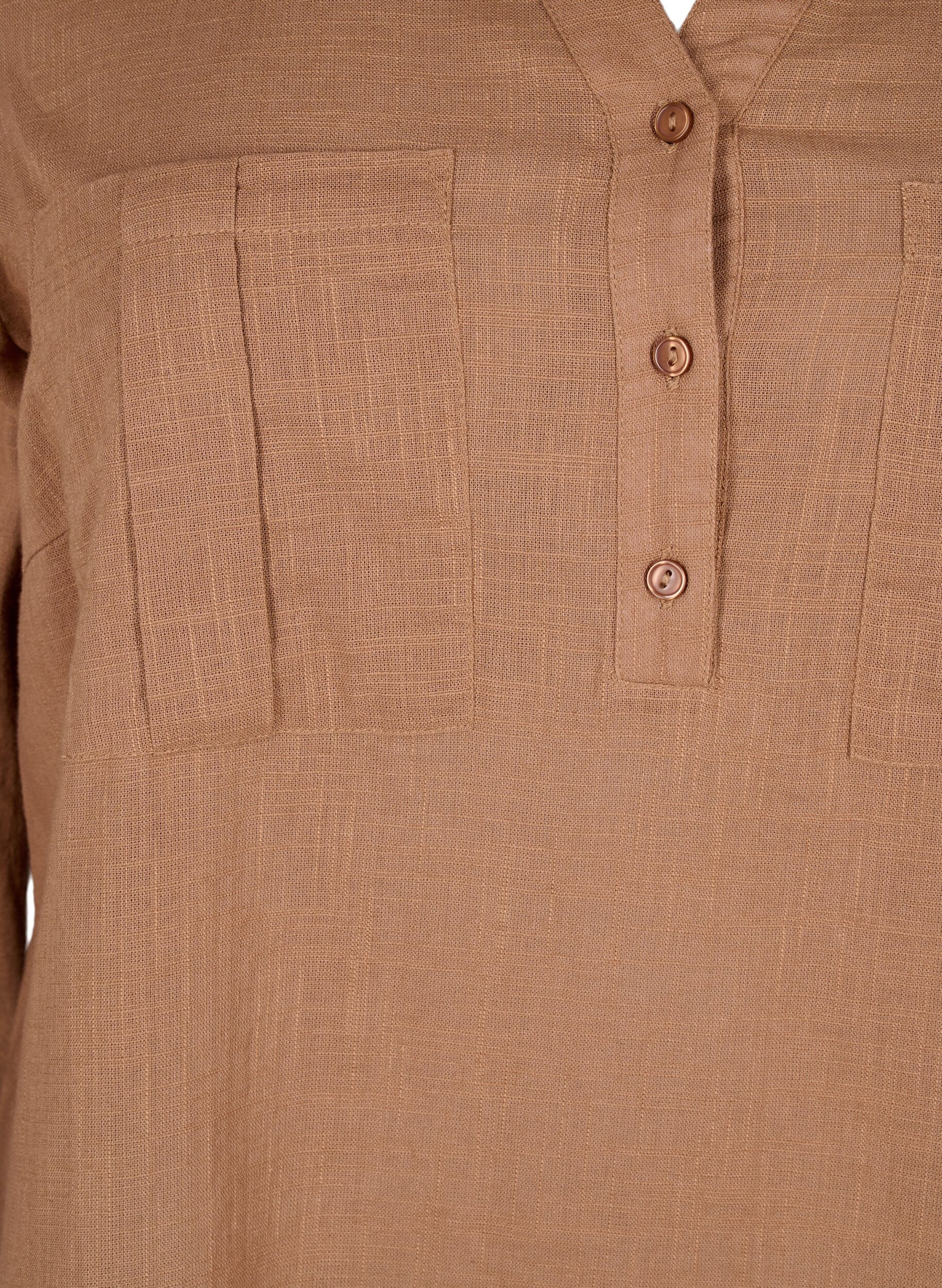 Zizzi Tunika i bomull med 3/4-&auml;rmar, Coca Mocha, Packshot image number 2