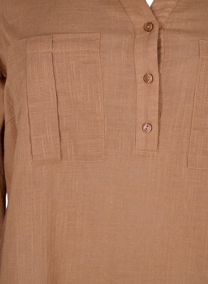 Tunika i bomull med 3/4-ärmar, Coca Mocha, Packshot image number 2