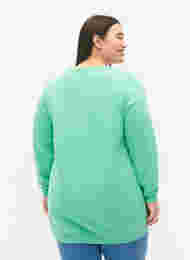 Lång sweatshirt med texttryck, Neptune Green , Model