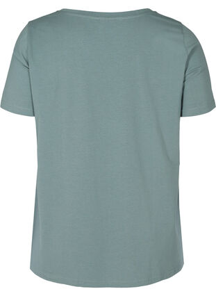 Kortärmad bomulls t-shirt med tryck, Balsam Green PARIS, Packshot image number 1