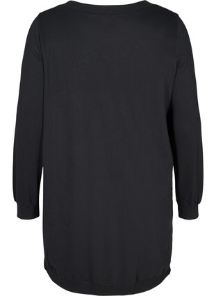 Klänning i sweatshirtmaterial med nitar, Black, Packshot image number 1