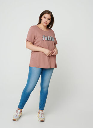 Kortärmad t-shirt med print, Burlwood, Model image number 2