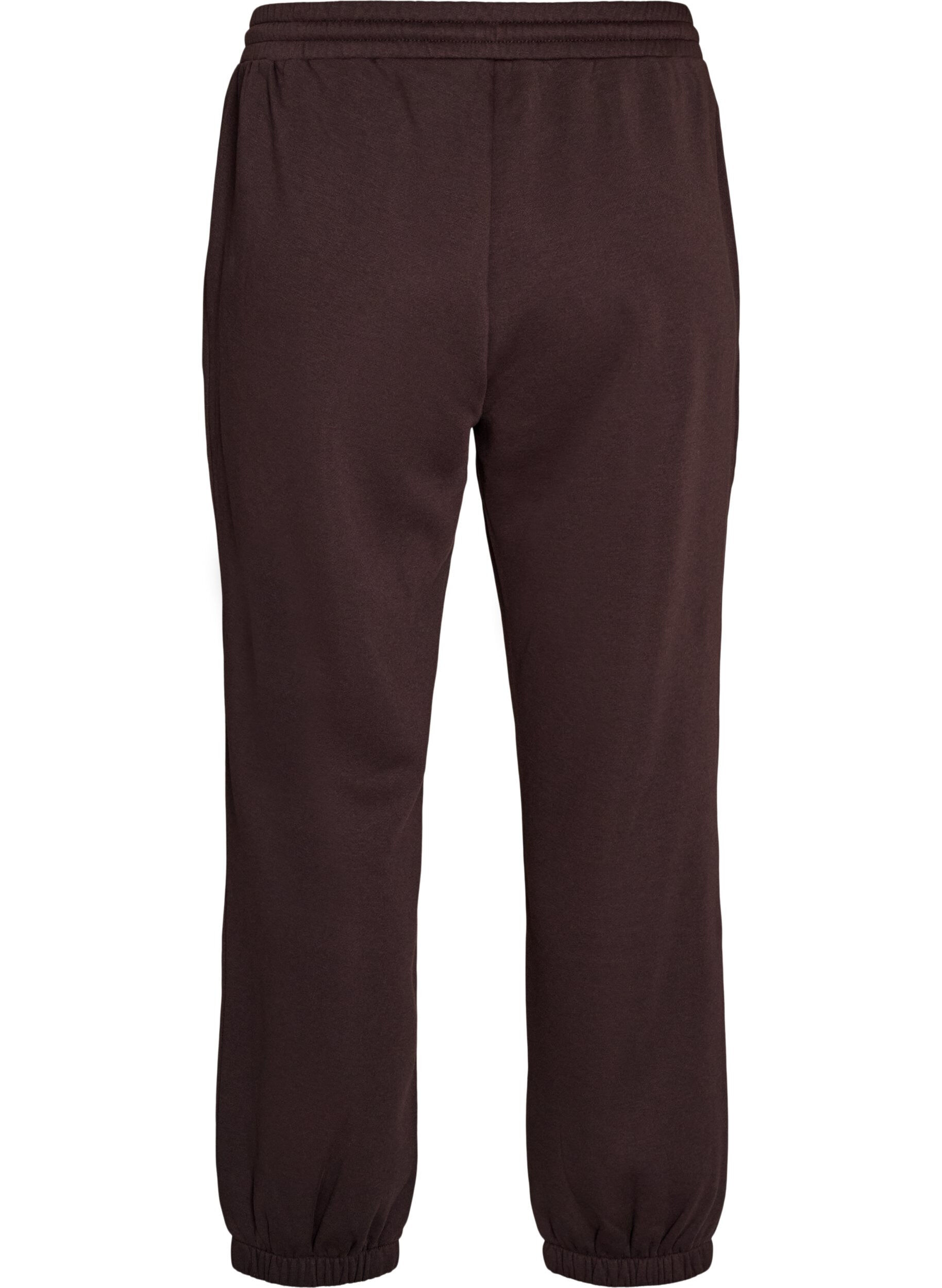 ZizziSweatpants med h&ouml;g midja och dragsko, Brun, Packshot image number 1