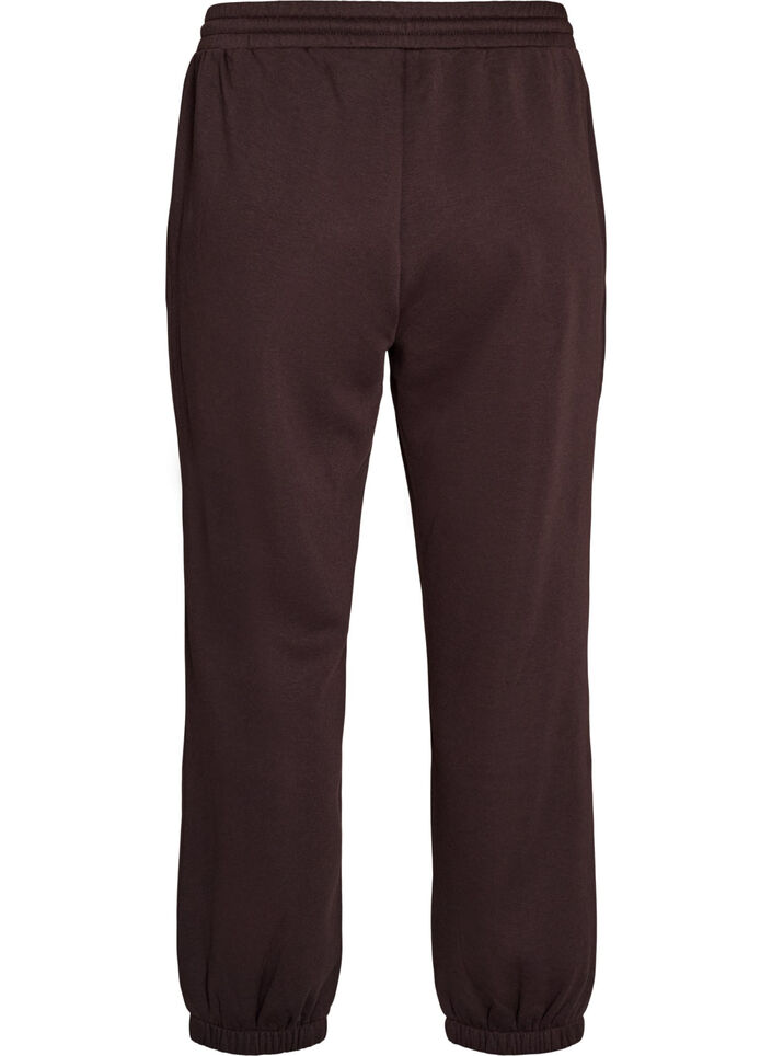 Sweatpants med h&ouml;g midja och dragsko, Brun, Packshot image number 1