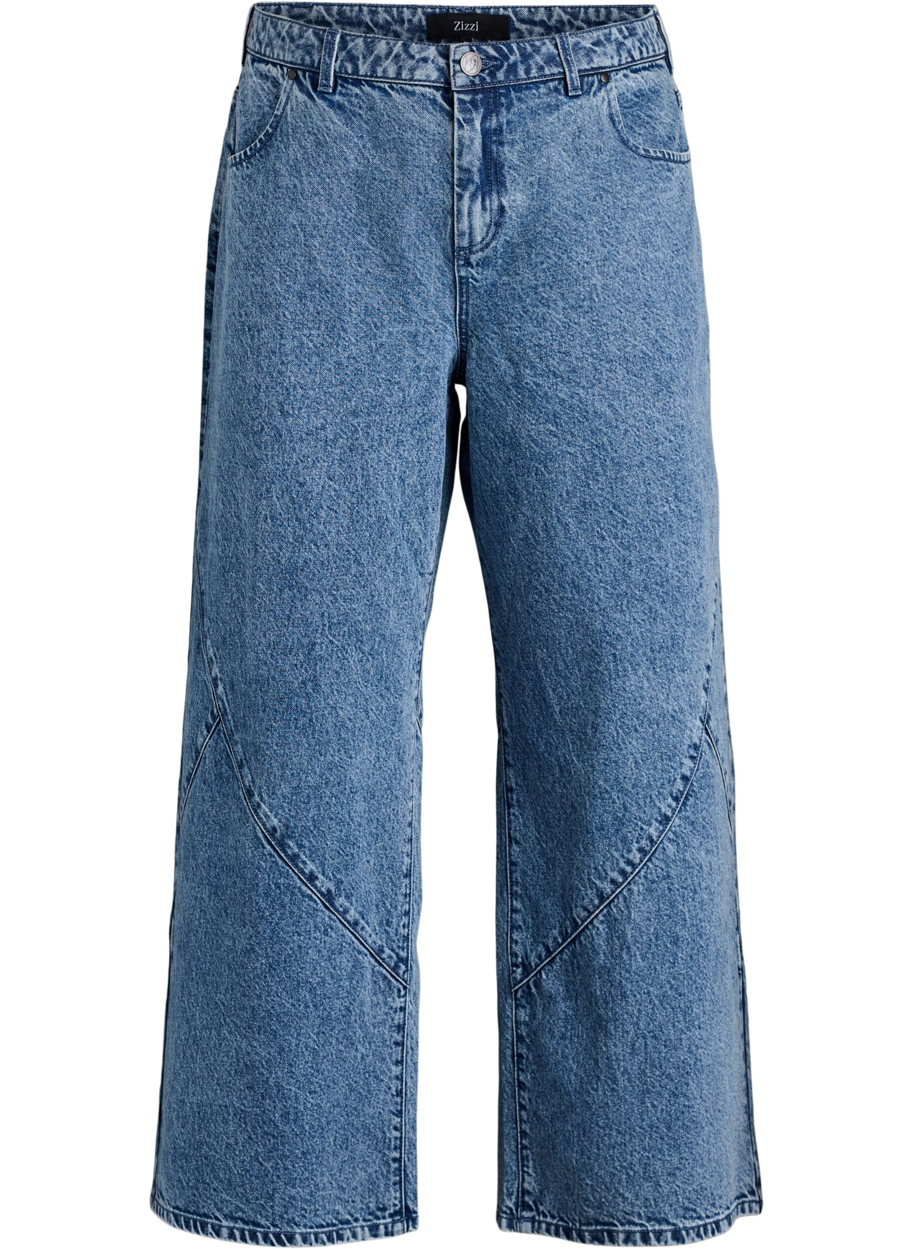ZizziJeans med bred passform och s&ouml;mdetaljer, Bl&aring;, Packshot image number 0