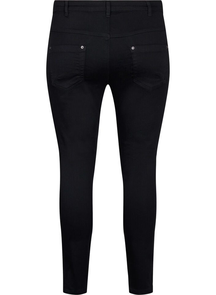 Croppade Amy jeans med blixtl&aring;s, Svart, Packshot image number 1