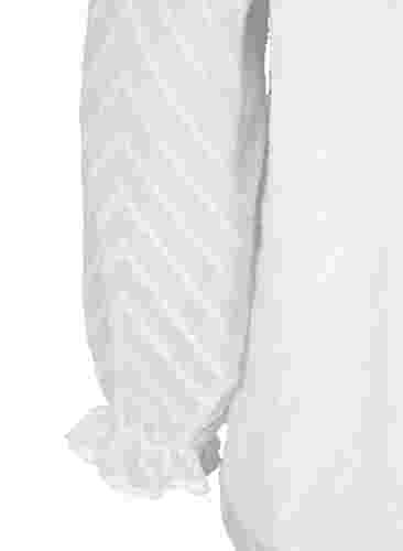 Blus med långa ärmar och volanger, Bright White, Packshot image number 3