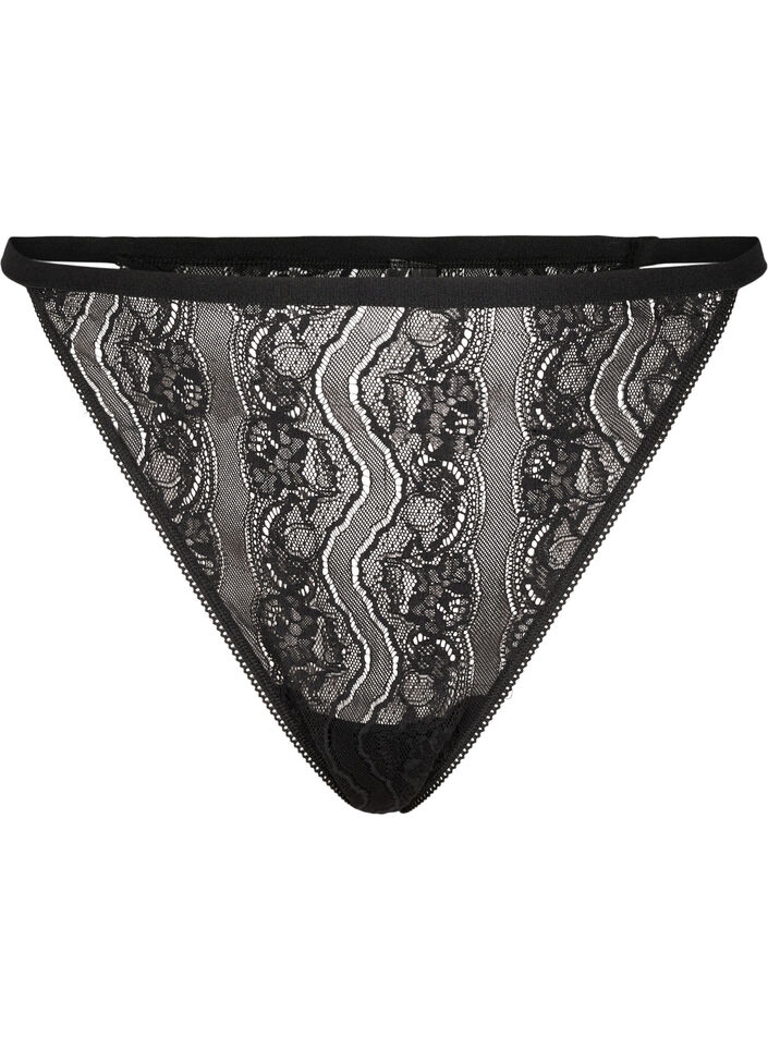 G-string i spets med resår i midjan, Black, Packshot image number 0